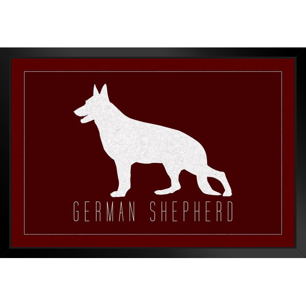 Red Barrel Studio® Dogs German Shepherd Maroon Dog Posters For Wall Funny Dog Wall Art Dog Wall